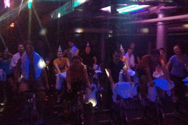 Yes, those people are taking a birthday spinning class of their own volition.